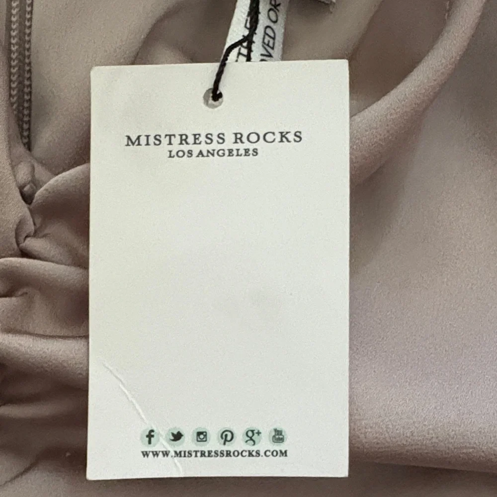 Mistress Rocks NWT 
Light Beige Satin Gathered Crop Top Small - Picture 8 of 8